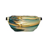 QGWDYYJQ Sunrise Over Hanauma Bay Oahu Sac banane imprimé hawaïen, Noir , Taille unique