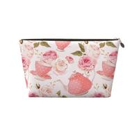QGWDYYJQ Tasses à thé avec roses romantiques en cuir imprimé shabby - Trousse de toilette de voyage portable, doré, Taille unique