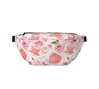 QGWDYYJQ Tasses à thé avec roses romantiques shabby imprimé sac banane sac banane sac de voyage, Noir , Taille unique