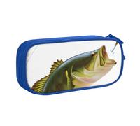 QGWDYYJQ Trousse à crayons avec ligne de pêche mangeant un petit poisson - Organiseur portable, bleu, Taille unique, Pochette à monnaie