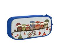 QGWDYYJQ Trousse à crayons avec motif chouettes sur branche de Noël, bleu, Taille unique, Pochette à monnaie