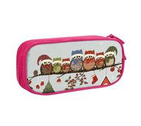 QGWDYYJQ Trousse à crayons avec motif chouettes sur branche de Noël, rose, Taille unique, Pochette à monnaie