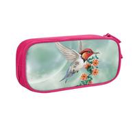 QGWDYYJQ Trousse à crayons avec motif colibri volant avec branche fleurie, rose, Taille unique, Pochette à monnaie