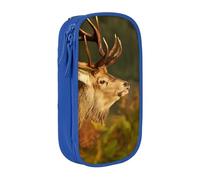 QGWDYYJQ Trousse à crayons double couche avec imprimé cerf animal, bleu, Taille unique, Pochette à monnaie