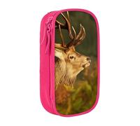 QGWDYYJQ Trousse à crayons double couche avec imprimé cerf animal, rose, Taille unique, Pochette à monnaie
