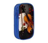 QGWDYYJQ Trousse à crayons double couche avec imprimé partitions de violon - Grande capacité - Organiseur portable, bleu, Taille unique, Pochette à monnaie
