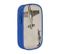 QGWDYYJQ Trousse à crayons double couche imprimée avion de la Seconde Guerre mondiale, bleu, Taille unique, Pochette à monnaie