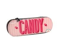 QGWDYYJQ Trousse à crayons en cuir avec imprimé barbe à papa