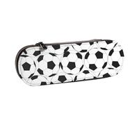QGWDYYJQ Trousse à crayons en cuir avec motif ballon de football noir et blanc