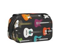 QGWDYYJQ Trousse à stylos à double clapet avec imprimé guitare acoustique et colorée, Noir , Taille unique, Pochette à monnaie