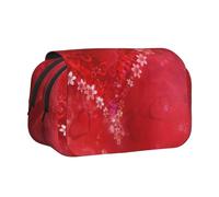 QGWDYYJQ Trousse à stylos à double coquillage avec imprimé cœur rouge pour la Saint Valentin, Noir , Taille unique, Pochette à monnaie