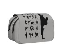 QGWDYYJQ Trousse à stylos à double coquillage imprimée Silhouettes d'arts martiaux, Noir , Taille unique, Pochette à monnaie