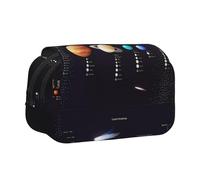 QGWDYYJQ Trousse à stylos avec double coquillage imprimé Jupiter Saturne et système solaire, Noir , Taille unique, Pochette à monnaie