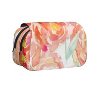 QGWDYYJQ Trousse à stylos double coquillage avec imprimé pivoine pêche, Noir , Taille unique, Pochette à monnaie