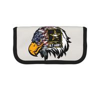 QGWDYYJQ Trousse à stylos en toile imprimée drapeau américain aigle cool de l'armée américaine, Noir , Taille unique, Pochette à monnaie