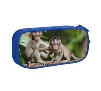 QGWDYYJQ Trousse de papeterie portable avec imprimé petits singes mignons, bleu, Taille unique, Pochette à monnaie