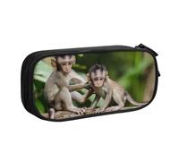 QGWDYYJQ Trousse de papeterie portable avec imprimé petits singes mignons, Noir , Taille unique, Pochette à monnaie