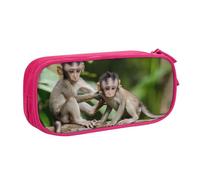 QGWDYYJQ Trousse de papeterie portable avec imprimé petits singes mignons, rose, Taille unique, Pochette à monnaie