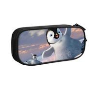 QGWDYYJQ Trousse de papeterie portable avec imprimé pingouin heureux, Noir , Taille unique, Pochette à monnaie