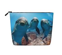 QGWDYYJQ Trousse de toilette de voyage en chanvre avec imprimé de dauphins et animaux de l'océan, Noir , Taille unique