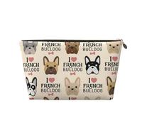 QGWDYYJQ Trousse de toilette de voyage en cuir avec inscription « I Love French Bulldog », doré, Taille unique