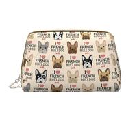 QGWDYYJQ Trousse de toilette en cuir avec imprimé Merry Christmas, I Love French Bulldog, Taille unique