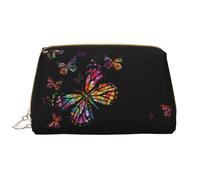 QGWDYYJQ Trousse de toilette portable en cuir imprimé beagle mignon, Papillon coloré., Taille unique