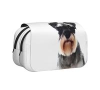 QGWDYYJQ Well-Behaved Schnauzer Trousse à stylos double coquillage Organiseur portable, Noir , Taille unique, Pochette à monnaie