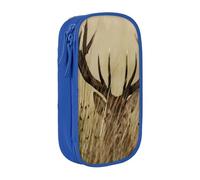 QGWDYYJQ Whitetail Trousse à crayons double couche Motif cerf Fauve dans la nature, bleu, Taille unique, Pochette à monnaie