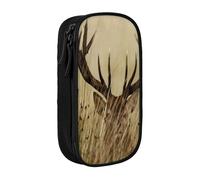 QGWDYYJQ Whitetail Trousse à crayons double couche Motif cerf Fauve dans la nature, Noir , Taille unique, Pochette à monnaie