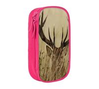 QGWDYYJQ Whitetail Trousse à crayons double couche Motif cerf Fauve dans la nature, rose, Taille unique, Pochette à monnaie