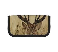 QGWDYYJQ Whitetail Trousse à stylos en toile imprimée cerf faon dans la nature, Noir , Taille unique, Pochette à monnaie