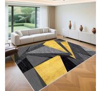 QGYFRE Antidérapant Et Non Déformé Tapis Salon Grande Taille 120x180cm Jaune Motif géométrique Moderne Gris pour Chambre de garçon Sol Isolant Thermique