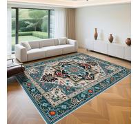 QGYFRE Deco Interieur nettoyant Tapis 180x230cm Bleu Vert Motif Floral Vintage Gris pour Salon Dressing d'intérieur