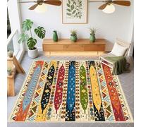 QGYFRE Décoration Chambre Tapis insonorisant 50x80cm Rouge Jaune Imprimé de Style Ethnique conçu pour Le lit à Coucher Salon Descente Adulte