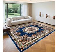 QGYFRE Paillasson Interieur Tapis Fille Chambre 100x180cm Bleu Fleurs Vintage for Bébé,Chambre Adulte,Jardin Extérieur Manga