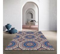 QGYFRE Petit Tapis Chambre Bebe geometrique Floral rectangulaire. 60x110CM Bleu ado Garcon