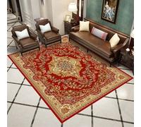 QGYFRE Petit Tapis De Sol Exterieur Moquette terrasse Floral rétro. 50x80CM Rouge Beau insonorisation Rectangle