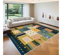 QGYFRE Salon Tapis Chambre Bebe Garcon 90x120cm Vert Imprimé de Style Ethnique conçu pour Le lit à Coucher Deco ado Fille