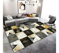 QGYFRE Tapis Ado Antiderapant Interieur XXL Salon au Motif de Feuilles Jaunes. 120x160CM Gris Noir Exterieur terrasse Entree Enfant
