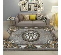 QGYFRE Tapis Ado Déco Chambre Entree Interieur Floral rétro. 120x160CM Gris Anti Glisse Jardin Extérieur de Sol Enfant