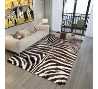 QGYFRE Tapis Ado Sleeky Anti-dérapant Absorbant L'humidité au Motif zébré. 120x160CM Marron antidérapant et Non déformé de Chambre d'entree Maison Interieur