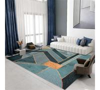 QGYFRE Tapis Carré Anti Derapant Sol Isolant Thermique géométrique Moderne. 90x120CM Bleu de Cuisine Central du Salon Chambre bébé