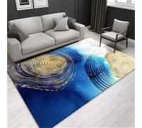 QGYFRE Tapis Carré De Bureau Couloir intérieur Abstrait à Rayures Jaunes. 90x120CM Bleu pour Enfant Chambre Garcon ado Gamer