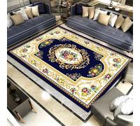 QGYFRE Tapis Chambre Ado De Garcon Cuisine Fleurs Jaunes Multicolores. 100x160CM Bleu Salon antidérapant et Non déformé Ados