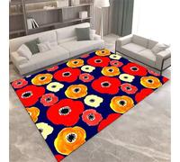 QGYFRE Tapis Chambre Ado Garcon Salon Jaune Moutarde Floral Bleu de Double Rouge 60x120CM Bureau Descente lit Petit
