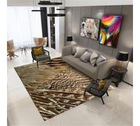 QGYFRE Tapis Couloir Chambre Fille extérieur terrasse au Motif de Plumes. 80x120CM Marron Salon Facile à Nettoyer Porte Sol Cuisine