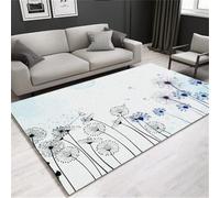 QGYFRE Tapis Couloir Design Salon Grand Enfant imprimé de Plantes Bleues. 80x120CM Gris Divan Cuisine antidérapant Sol Isolant Thermique