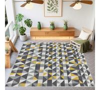 QGYFRE Tapis De Baignoire Salle à Manger 50x80cm Gris Jaune Motif Triangle Moderne pour Salon d'étude Grand