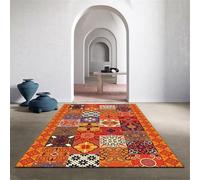 QGYFRE Tapis De Cuisine Chambre Enfant d'entree Maison Interieur rectangulaire aux Motifs Floraux. 60x110CM Orange d'intérieur Couloir Bureau Sol Chaud